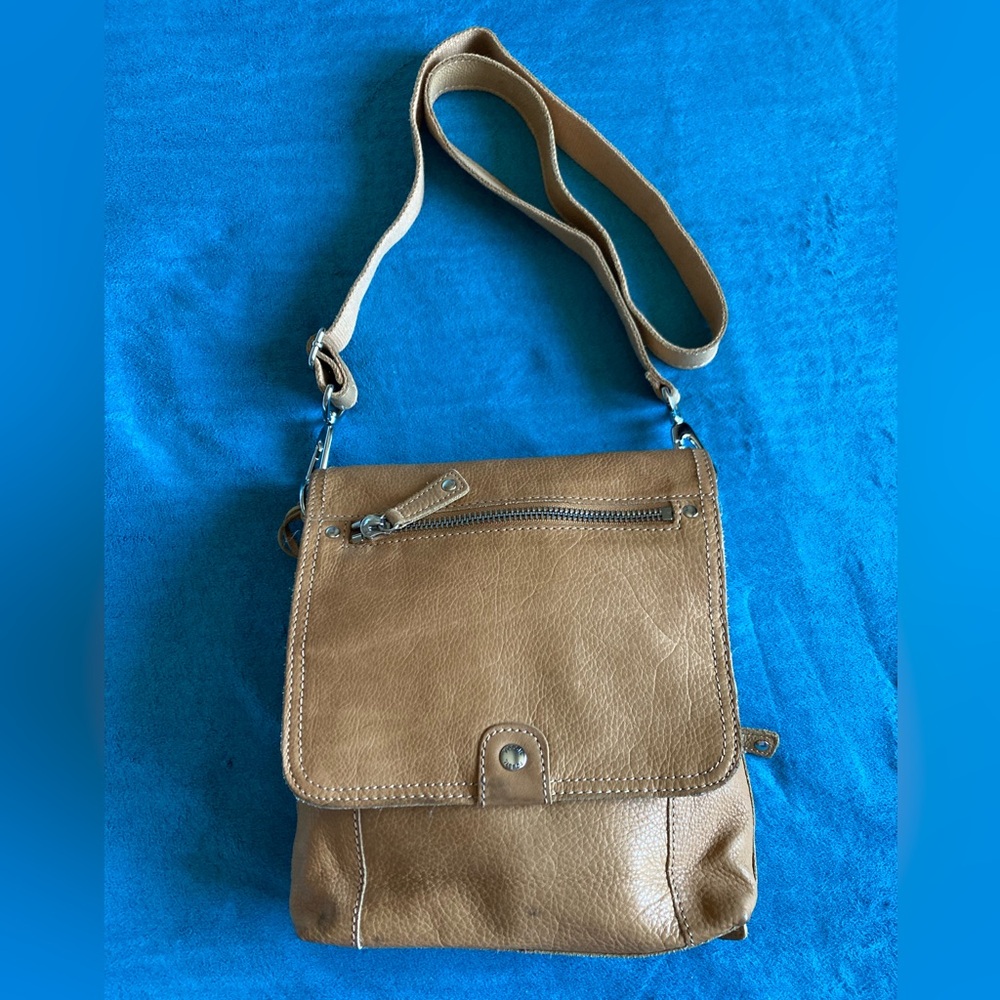 Vintage Fossil Tan Leather Crossbody Bag GUC